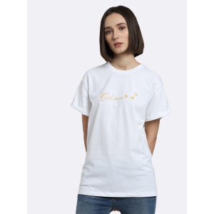 Bewakoof - White Cotton Loose Women's T-Shirt ( Pack of 1 ) - None