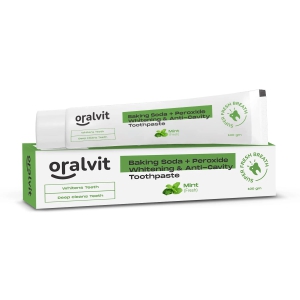 Oralvit Baking Soda & Peroxide Toothpaste, Mint, 100gm: Whitening, Anti-Cavity, Deep Cleanse, Super Fresh Breath.-Oralvit Baking Soda & Peroxide Toothpaste, Mint, 100gm - Whitening, Anti-Cavity,