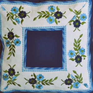 Sea Embroidery Cushion Cover- Navy Blue-24x24