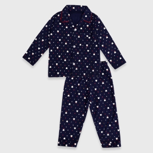 Teddy night suit-Navy Blue / 6-7 years