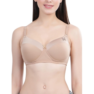 LacyLuxe Seamless Women T-Shirt Lightly Padded Bra (White)-Nude / 32C / Nylon Spandex