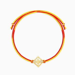 Golden Swastik Square Rakhi cum Pendant