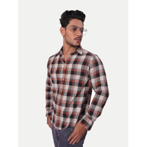 men-brown-checked-regular-fit-casual-cotton-shirt