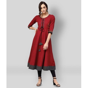 yash-gallery-maroon-cotton-womens-flared-kurti-pack-of-1-s