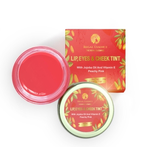 Regal Essence Lip, Eyes & Cheek Tint / Balm With Jojoba Oil and Vitamin E & Shea Butter - PEACHY PINK  8 Gram