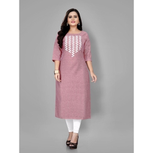 RIAANA - Pink Cotton Women's Straight Kurti ( Pack of 1 ) - None