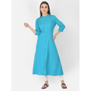 pistaa-turquoise-cotton-blend-womens-front-slit-kurti-pack-of-1-none