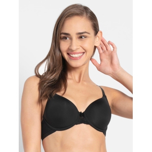 Jockey Women's Soft Wonder Under-Wired Padded Soft Touch Microfiber Nylon Elastane Stretch Full Coverage Lace Styling Multiway T-Shirt Bra with Adjustable Straps- 1817-34B / Black