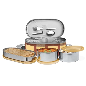 Milton Corporate Lunch Stainless Steel Containers (Set of 3 - Yellow)