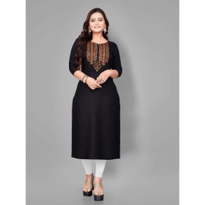 RIAANA - Black Rayon Women's Straight Kurti ( Pack of 1 ) - None