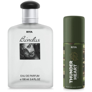 Riya Bindas & Thunder Heart Eau De Parfum (EDP) For Men 140 ( Pack of 2 )