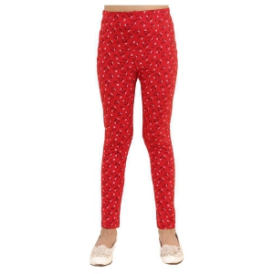 Kids Cave - Red Cotton Blend Girls Leggings ( Pack of 1 ) - None