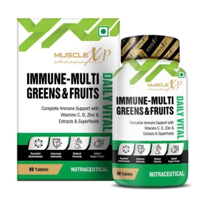 MuscleXP Immune-Multi Greens & Fruits - Complete Immune Support with Vitamin C, D, Zinc & Extracts & Superfoods, 60 Tablets