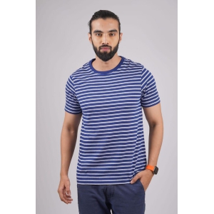 Men's Blue Striped Crew Neck T-Shirt