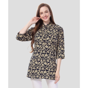 Meher Impex Crepe Printed A-line Womens Kurti - Navy ( Pack of 1 ) - None