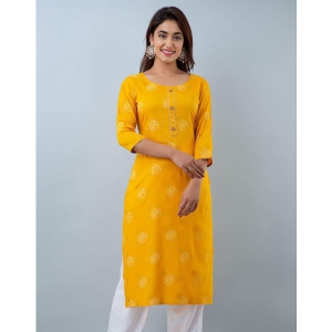 doriya-rayon-printed-34th-sleeves-straight-yellow-kurti-single-none