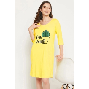 Clovia Yellow Cotton Womens Nightwear Night Dress ( Pack of 1 ) - None