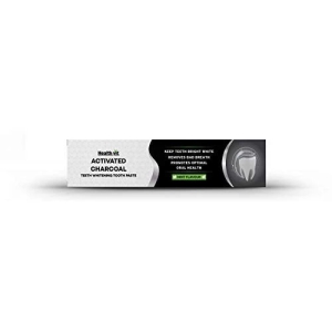 Healthvit Activated Charcoal Toothpaste, Fluoride & Sulfate Free, Mint Flavor, Germ Protection, Oral Hygiene, Teeth Whitening, 100g Pack.-Healthvit Activated Charcoal Toothpaste, Fluoride & Sulfa