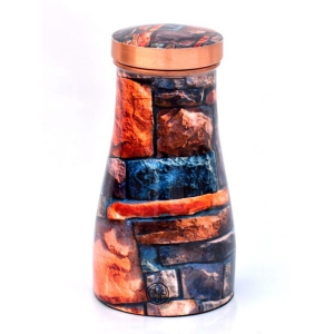 Bedroom Copper Bottle Jar with Inbuilt Glass, Joint Free Bedside Jar, Modern Design, (950 ML)