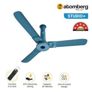 Atomberg Studio+ 1200 mm BLDC Motor 3 Blade Ceiling Fan with Remote Control and Dust Resistant Coating (Aegean Blue, Pack of 1)