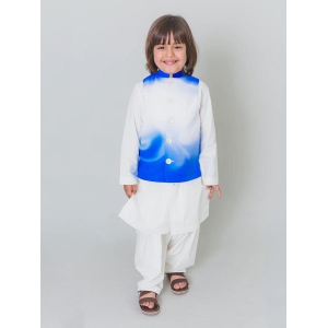 Boys Blue Marble Bundi Kurta Set 6Y