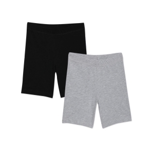Girls Shorts - Solid Grey and Black Combo - Pack of 2-11-12 years