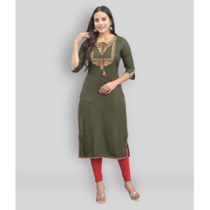 Maquien - Green Rayon Women's Straight Kurti ( Pack of 1 ) - None