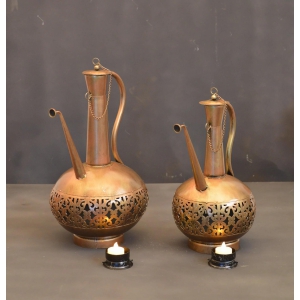 Metal Surahi Tea Light Holder Set of 2