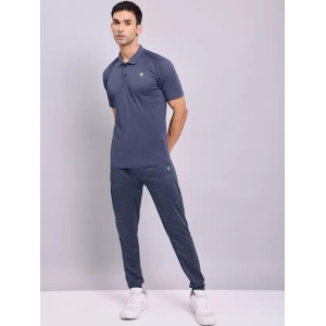 TECHNOSPORT Men's Solid Slim Fit T-Shirt  Spruce Navy