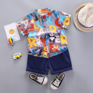 Baby Children Boys Clothes Sets Cotton Blend 2pcs T-shirt + Shorts Toddler Outfits Suits Summer-12-18 MONTH