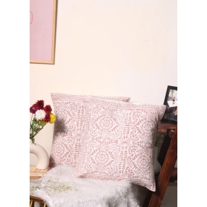 Rust Flower Block Printed Cushion Cover-Single