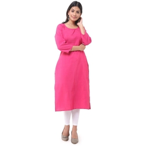 DESHBANDHU DBK - Pink Cotton Womens Straight Kurti - None