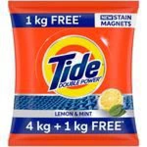 Tide Detergent Washing Powder - Lemon & Mint, Extra Power, Tide+, 5 Kg 4 Kg Pack + 1 Kg Pack Free