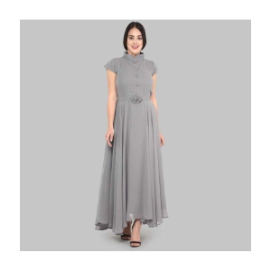 JASH CREATION - Grey Georgette Womens Fit & Flare Dress ( Pack of 1 ) - None