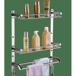 Well Set by Multi use Rack /Kitchen /Bathroom Accessories Stainless Steel Wall Shelf  (Number of Shelves - 2, Steel)