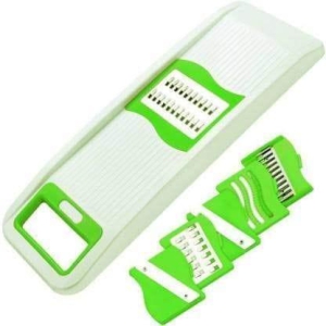 Cookzella Vegetable Fruit Slicer Maker Multi Purpose (6 in 1) Vegetable Slicer (Green, White)