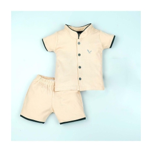 Macitoz - Beige Cotton Baby Boy T-Shirt & Shorts ( Pack of 1 ) - None