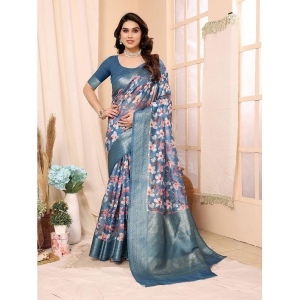 Rangita Women Digital Print Art Silk Saree with Blouse Piece - Teal - Teal