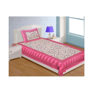 Uniqchoice Cotton Single Bedsheet with 1 Pillow Cover ( 220 cm x 153 cm ) - Pink