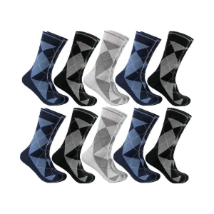 hicode - Cotton Men's Colorblock Multicolor Full Length Socks ( Pack of 10 ) - Multicolor