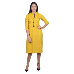 SVARCHI - Yellow Viscose Women's A-line Kurti - M