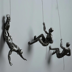 Rock Climbing Men Sculpture Wall Hanging (Set of 3)