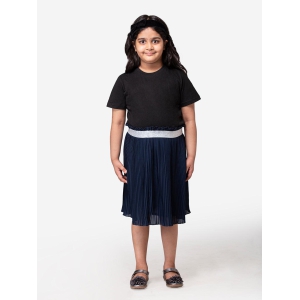 Hoop Hippo Kids Navy Blue Poly Georgette Skirt-8-9 Years