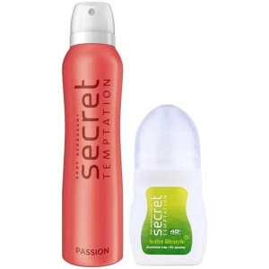 secret temptation Active Lifestyle Roll-on 50ml & Passion Deodorant 150ml, Combo Pack of 2 for Women (2 Items in the set)