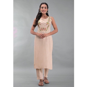 Maquien - Beige Straight Rayon Women's Stitched Salwar Suit ( Pack of 1 ) - None