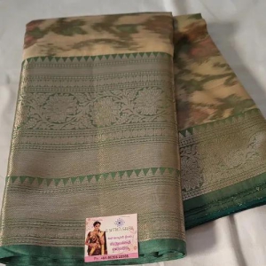 Ikkat Silk Off White Saree