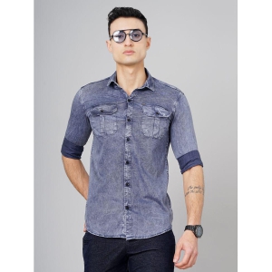 K-LARA - Navy Denim Slim Fit Men's Casual Shirt ( Pack of 1 ) - None