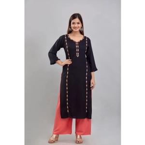 Kapadia - Black Rayon Womens Straight Kurti ( Pack of 1 ) - None