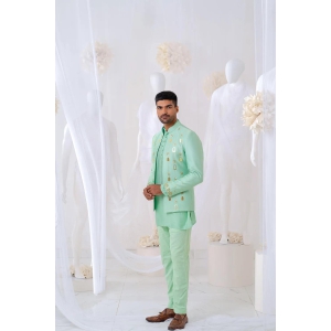 Mint Khidki Jodhpuri Set-M / Green