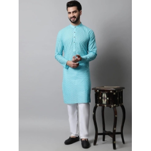 Jompers Men Sky Blue Chikan Kurta Only-L / Blue